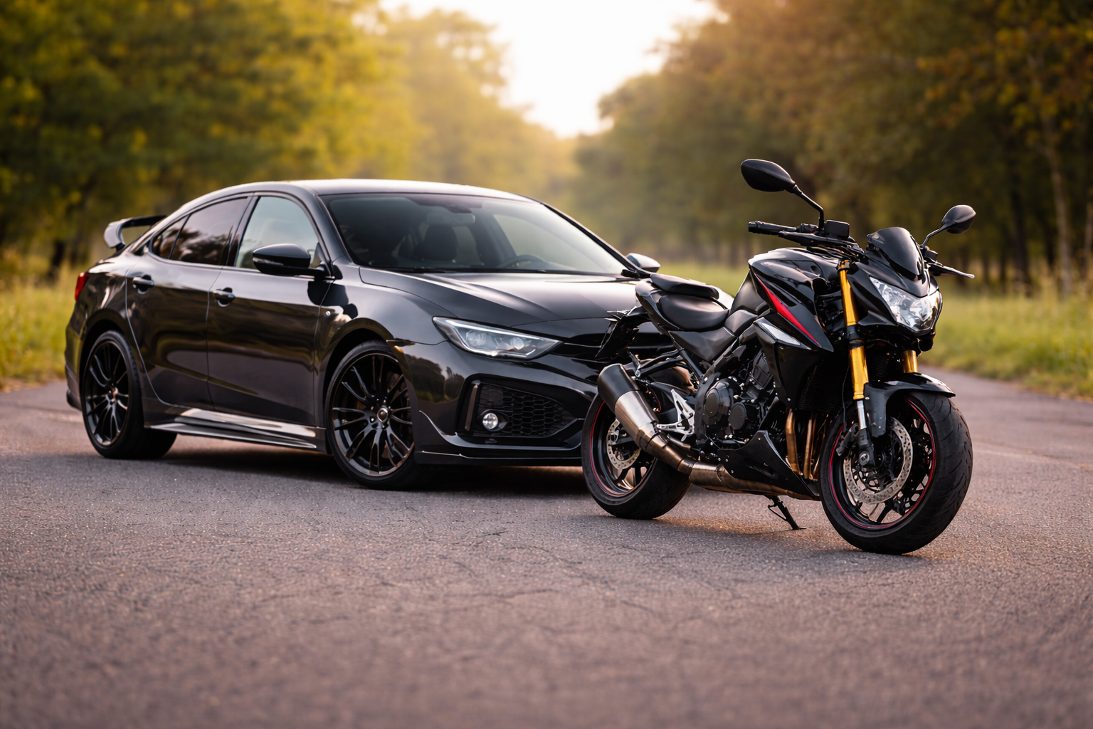 Young couple on motorcycle